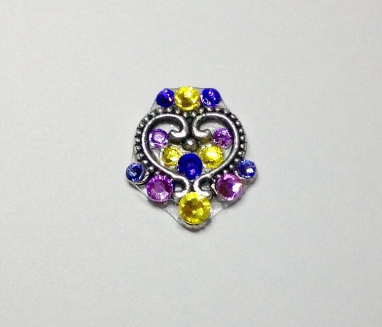 Lila Und Gelb Herz Swarovski Kristall Bindi von AmaniMaharet