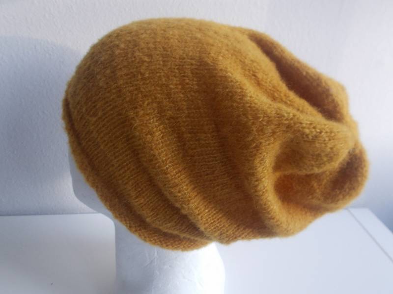 Beanie Mütze Alpaka Seide Curry 30 Farben von AmanoKreationen