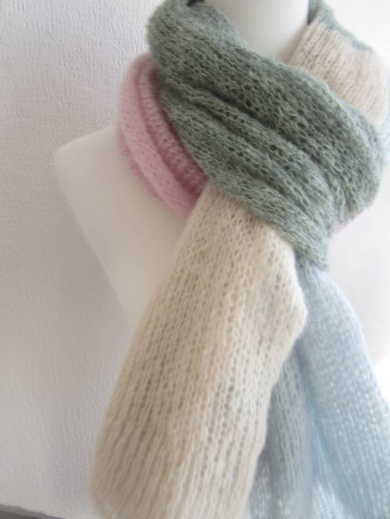 Schal "Noa " Alpaka/Seide 4-Farbig, 45x200cm Neue 38 Farben von AmanoKreationen