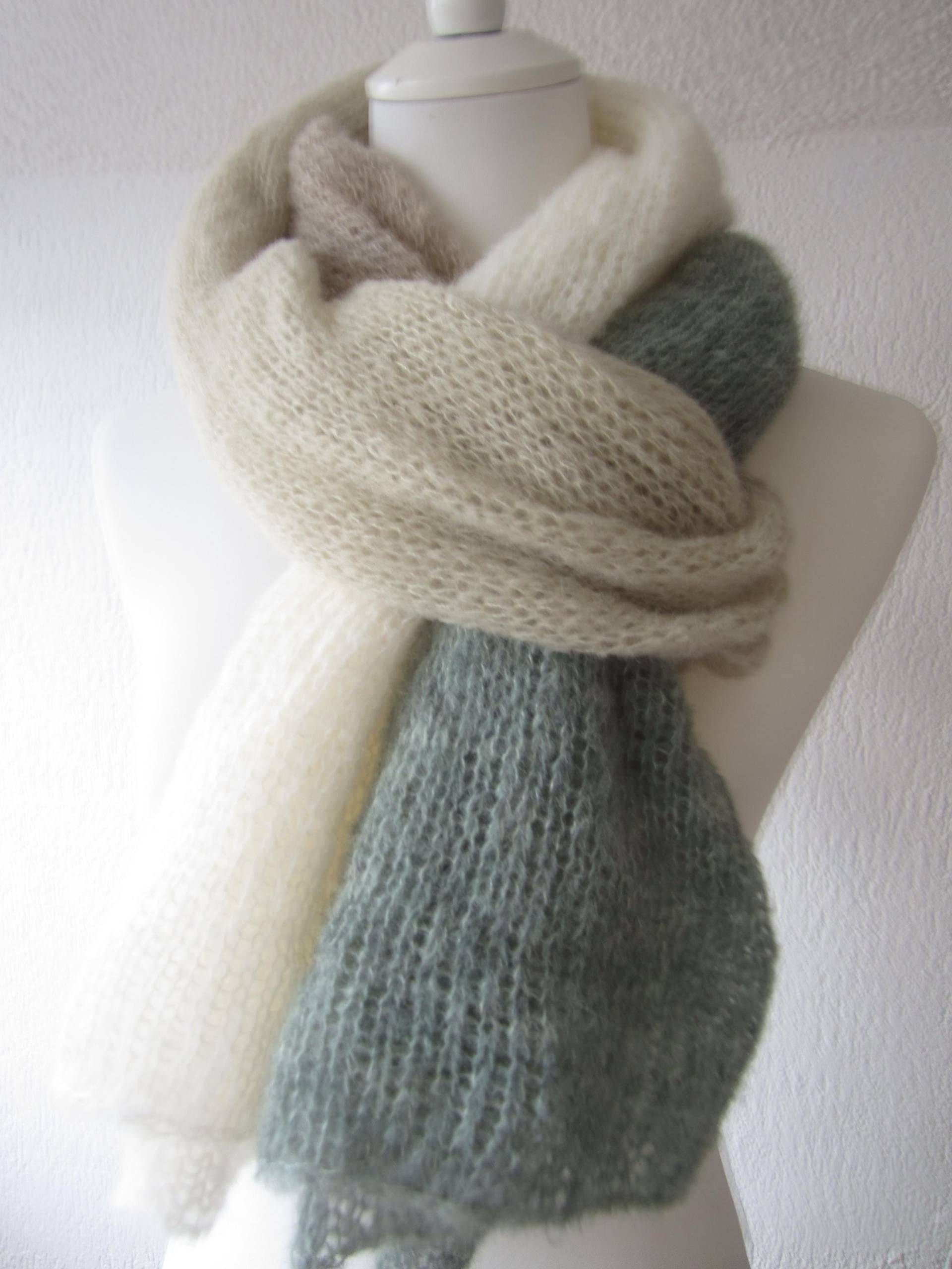 Schal "Noa " Alpaka/Seide 4 -Farbig, 45x200cm Neue Farben von AmanoKreationen