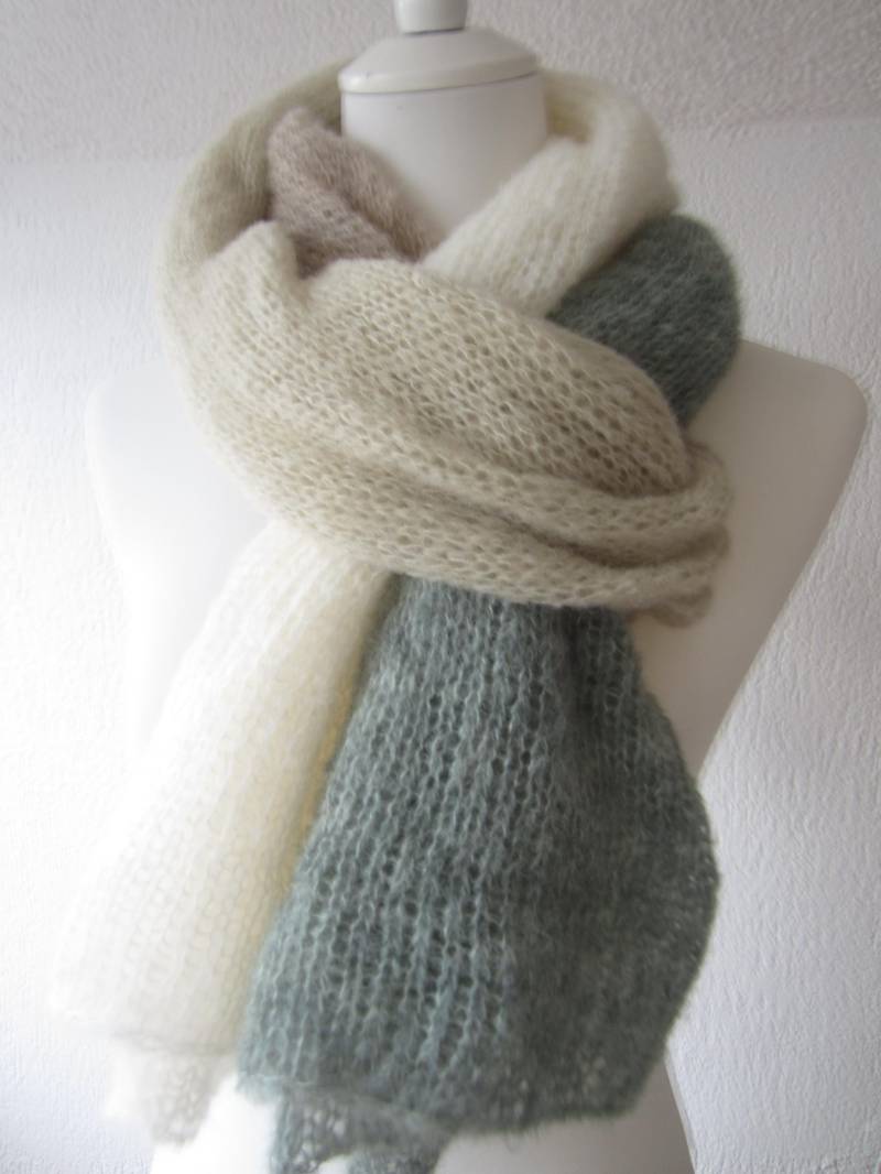 Schal "Noa " Alpaka/Seide 4 -Farbig, 45x200cm Neue Farben von AmanoKreationen