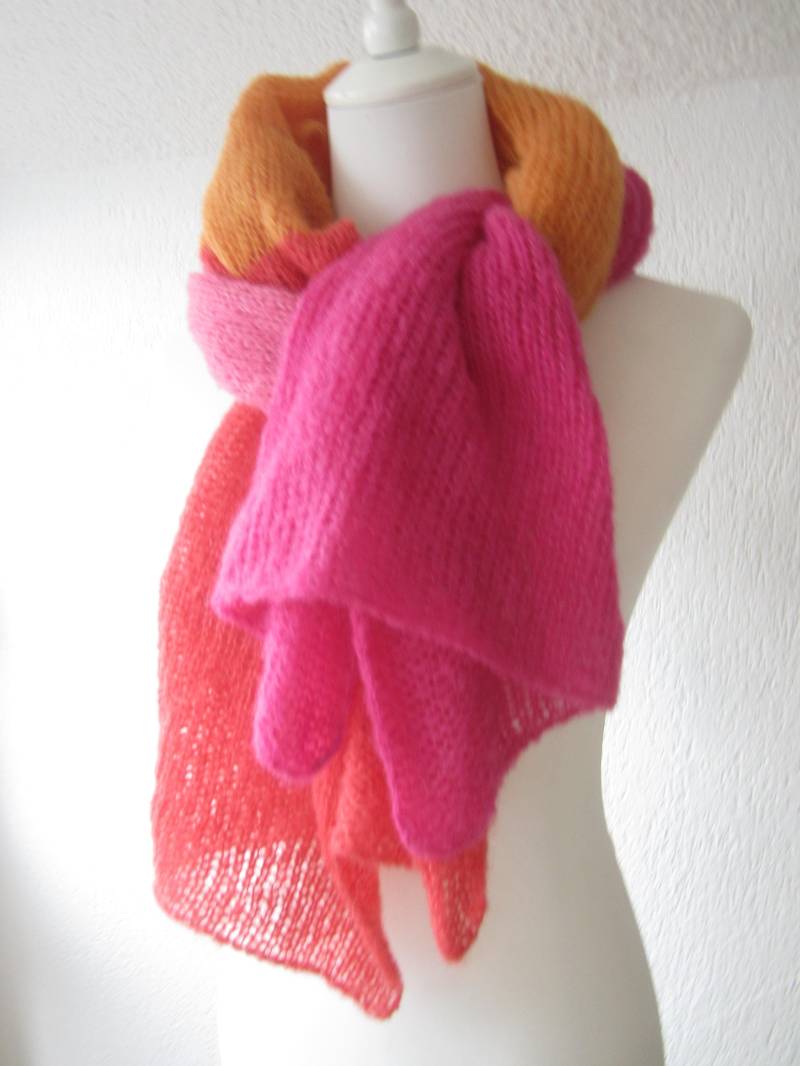 Schal "Noa " Alpaka/Seide 4 -Farbig, 45x200cm Neue Farben von AmanoKreationen