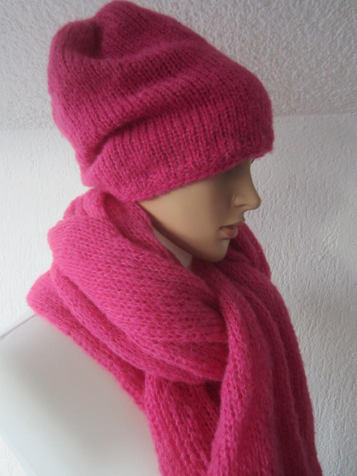 Set Schal "Noa" +Winterbeanie, Alpaka/Seide 45x200 cm 38 Farben von AmanoKreationen