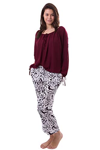 Amantes Textiles Haremshose Damen Lang - Pumphose aus Viskose und Baumwolle, Yogahose Freizeithose Sommerhose - Schwarz/Weiß - L von Amantes Textiles