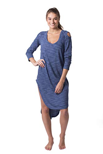 Amantes Textiles Sommerkleid Damen - Elegantes Damenkleid 3/4-Arm Rundhals Baumwolle Strandkleid Sommerkleider Perfekt für den Strand oder Sommerparty - Blau - M von Amantes Textiles