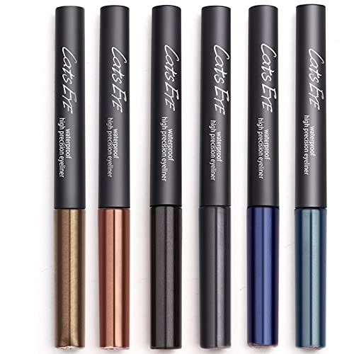 Fard à Paupières Crayon Flüssiger Eyeliner mit 6 Farben, feiner Pinselkopf, wasserfest, schweißfest, langlebig, schnell trocknend, Formel, 1 ml Poudre Eyeliner Liquide (A, One Size) von Amaone