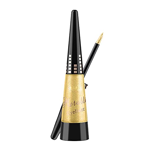 Maquillage Pour Les Yeux Fard à Paupières 6 Farben erhältlich Glitzerfarbe Flüssiger Eyeliner Wasserfester Schweißfester Langlebiger Flüssiger Bunter Eyeliner Stift 10 ml Poudre (Gold, One Size) von Amaone