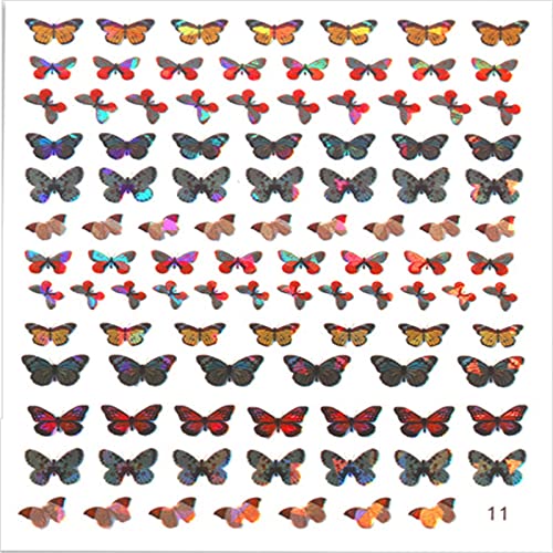Nagelaufkleber Selbstklebend Ostern Schmetterlings-Nagel-Aufkleber, selbstklebende 3D-Nagel-Aufkleber, bunte Schmetterlinge, Frühlingsblumen, Nageldesigns für Acrylnägel, Nagel Sticker (J, One Size) von Amaone