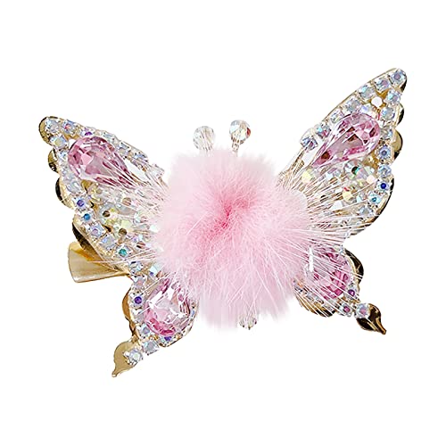 Portugal Schmuck Filigran Fliegende Schmetterlings-Haarnadel Glitzernde Schmetterlings-Haarspangen für Frauen, süße Legierung, fliegende Schmetterlings-Haarnadel-Clips, bewegliche (Pink, One Size) von Amaone