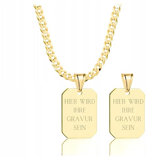 Amar Luxury Ketten für Herren Gold 585 - Personalisierte Geschenke Männer, Erkennungsmarke Mit Gravur, Militär Goldkette Massive 3,8 mm, Kreuz Kette 60 cm, Schmuck Amar Luxury Ketten für Herren Gold 585 - Personalisierte Geschenke Männer, Erkennungsmarke Mit Gravur, Militär Goldkette Massive 3,8 mm, Kreuz Kette 60 cm, Schmuck von Amar Luxury