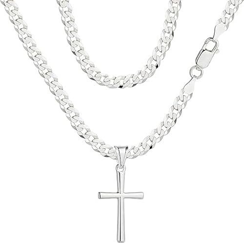 Amar Luxury ketten für herren silber 925 Kreuz Kette herren, panzerkette herren 925 silber, königskette- herren schmuck, italienische Qualität von Amar Luxury