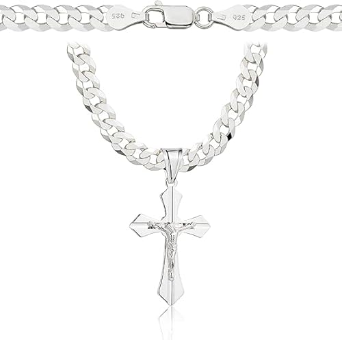 Amar Luxury ketten für herren silber 925 Kreuz Kette herren, panzerkette herren 925 silber, königskette- herren schmuck, italienische Qualität von Amar Luxury