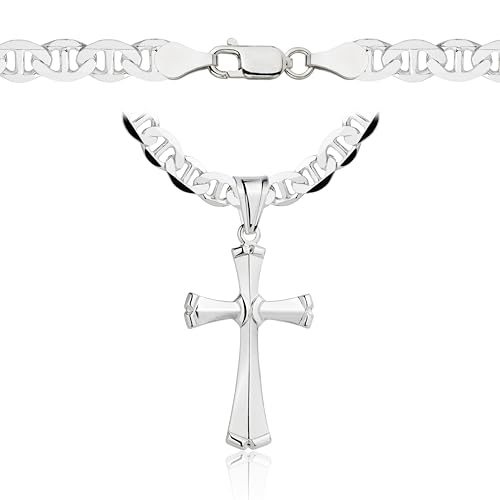 AMAR PRAGNA Luxury ketten für herren silber 925 Kreuz Kette herren 60 cm, panzerkette herren 925 silber, königskette- herren schmuck, italienische Qualität von Amar Luxury