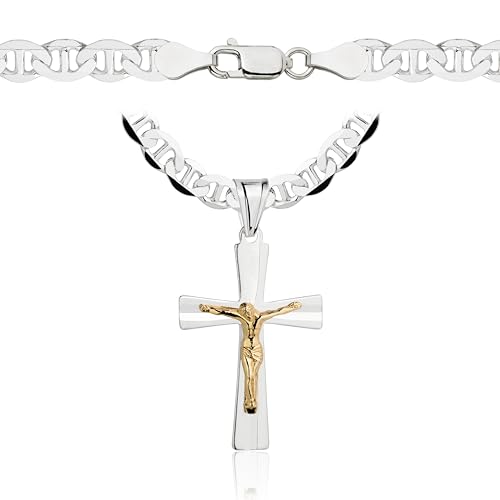 Amar Luxury ketten für herren silber 925 Kreuz Kette herren, panzerkette herren 925 silber, königskette- herren schmuck, italienische Qualität von Amar Luxury