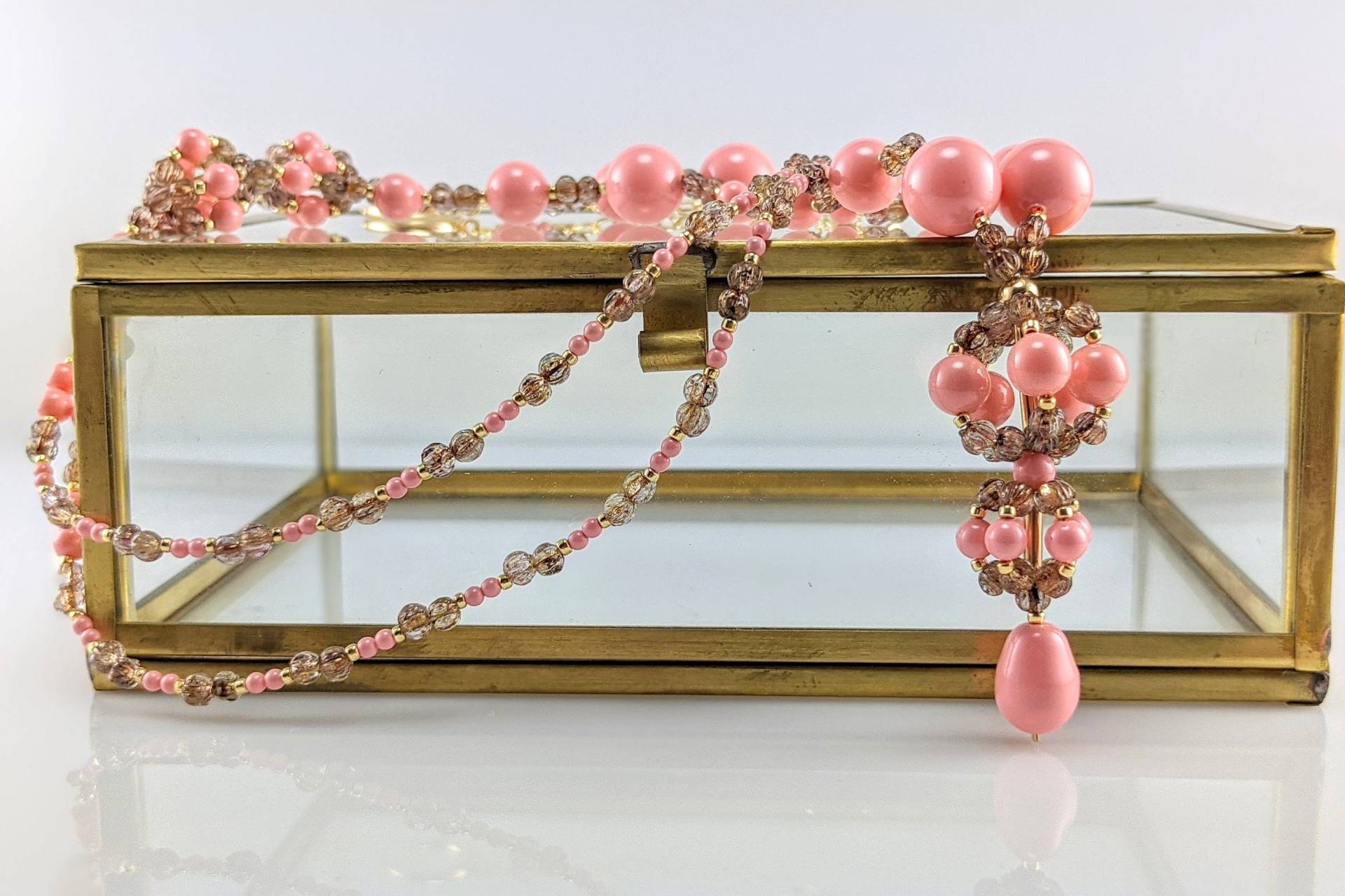 Swarovski Kristall Perlenkette, Handgemachte Halskette, Rosa Unikat Halskette Für Sie, Frauen, Boho von AmariaDesignShop