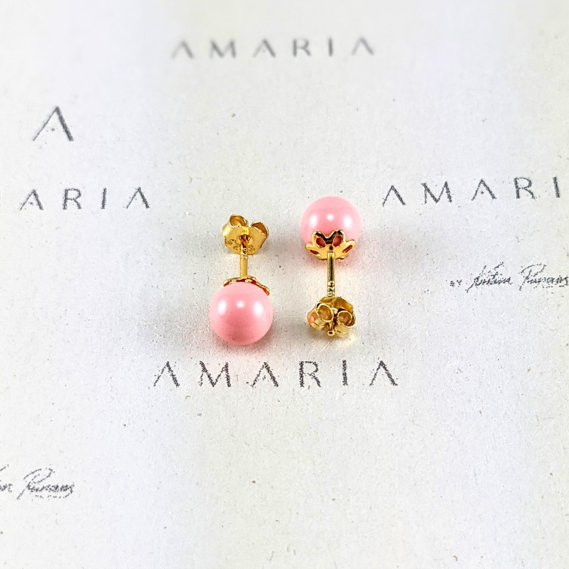 Swarovski Perlen Ohrringe, Handgemachte Rosa Ohrstecker, Einzigartige 6mm Ohrringe Für Frauen, Ohrstecker von AmariaDesignShop