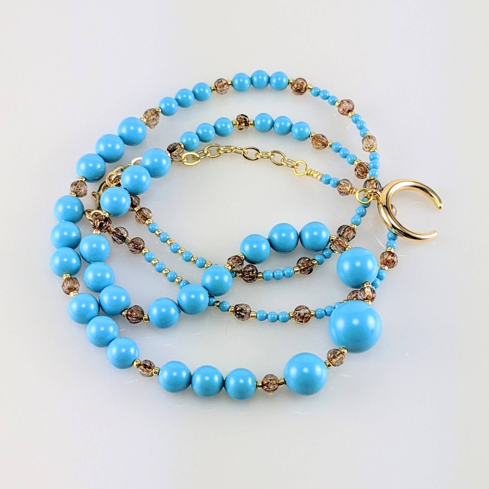 Swarovski Perlenkette, Handgemachte Halskette, Blaue Einzigartige Halskette Für Sie, Frauen, Statement von AmariaDesignShop