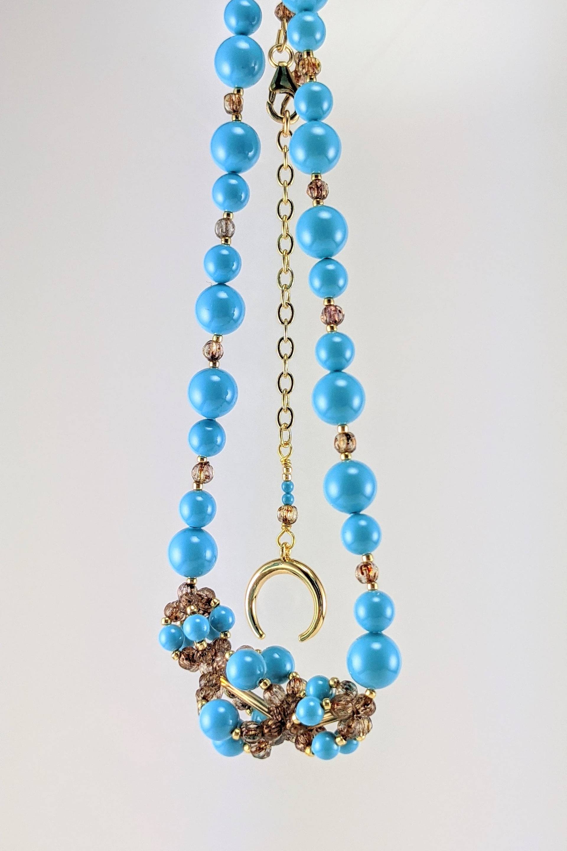 Swarovski Perlenkette, Handgemachte Halskette, Blaue Unikat Halskette Für Sie, Frauen, Boho Geschenk von AmariaDesignShop