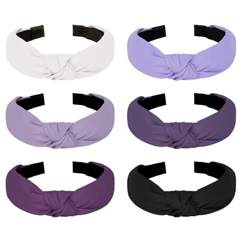 Amariver Geknotetes Stirnband für Damen, rutschfeste Stirnbänder, Knoten-Stirnbänder, einfarbig, violett, modisches Haar-Accessoire für Damen und Mädchen von Amariver