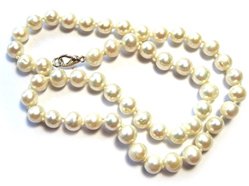 Amaryllis Kugel-Kette Süßwasserzucht-Perle (Gebleicht) 8 mm 45 cm lang von Amaryllis