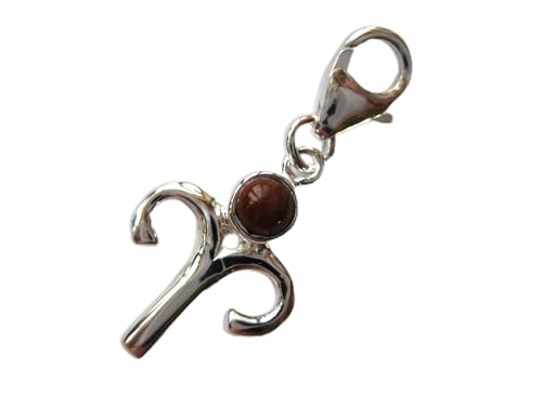 Charm Sternzeichen Widder mit rotem Jaspis 925er Silber von Amaryllis