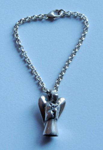 Engel Schutzengel (2 cm) mit kurzer Kette (12 cm), 925er Silber von Amaryllis