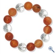 Karneol (gebrannt) - Mut - kleine Kugel - ca. 10 mm - abwechselnd mit facettiertem Bergkristall - Armband - Mala - Freundschaftsband - Edelsteinschmuck - Kraftstein - Perlen - A++ Qualität von Amaryllis