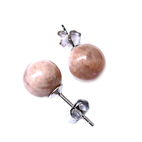Ohrstecker Mondstein Kugel 8 mm 925er Silber von Amaryllis
