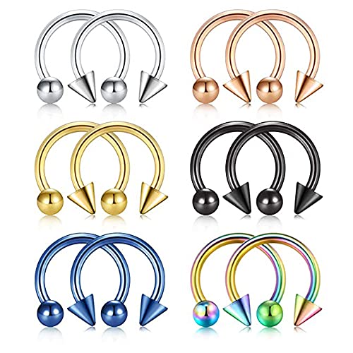 12 Stück Nasenpiercing Hufeisen, Nasenpiercing Septum Hufeisen, Knorpel Hufeisen Piercing Ring, Lippen Nase Edelstahl Piercing, für Augenbrauen Zunge Nase Ohr Lippe Brustwarzen Augenbrauen von Amasawa
