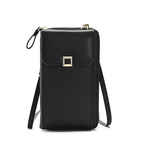 Kleine Umhängetasche Aus Pu Leder Handytasche Zum Umhängen Handytasche Zum Umhängen Damen Umhängetasche Für Damen Handy Tasche Tasche Geldbeutel Brieftasche(Schwarz) von Amasawa