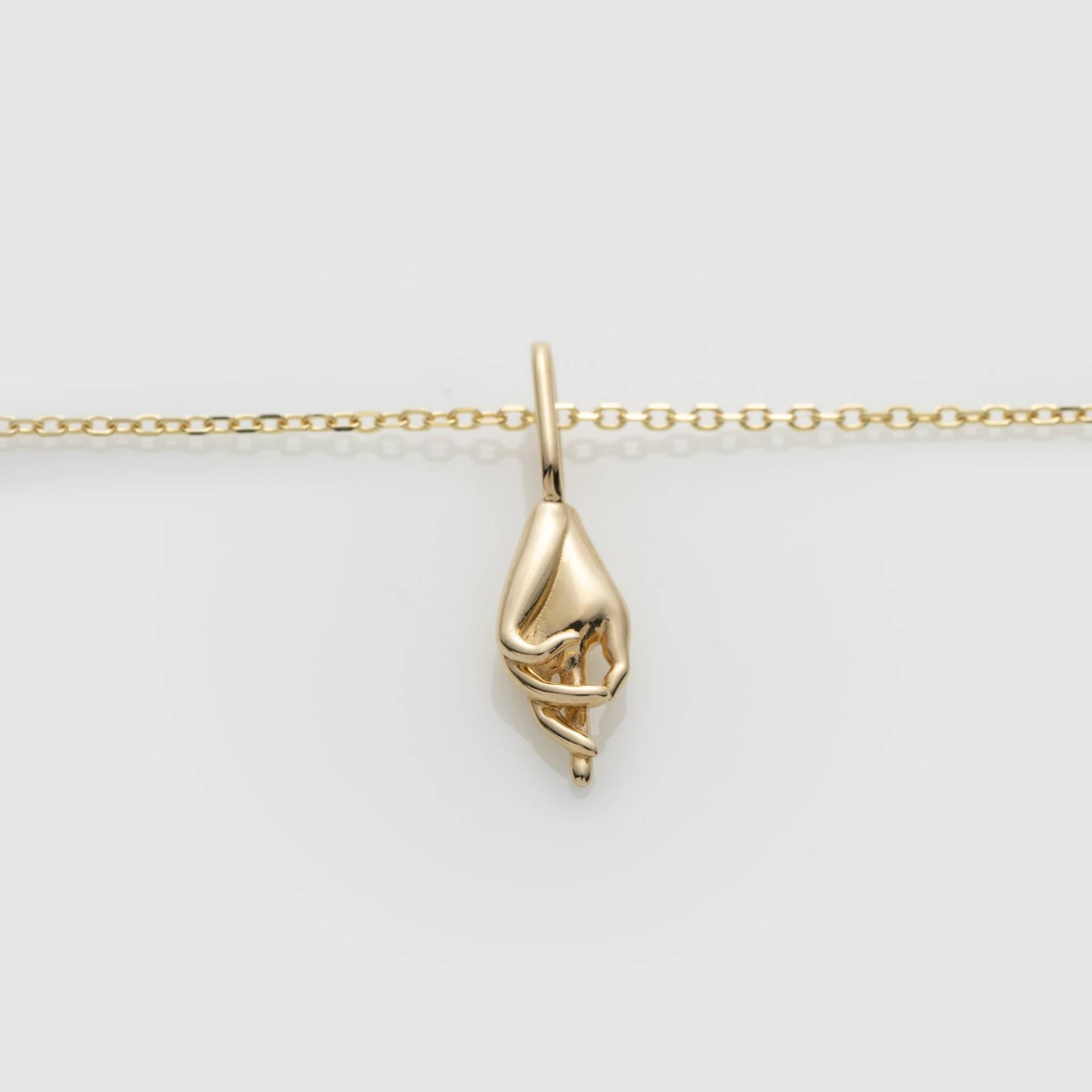 14K Gold Hand Amulett Mit Diamantschliff Kette Halskette von AmassStudio