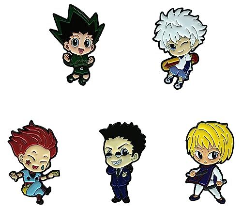 Amasukami 5 Anime characters GON FREECSS Abzeichen Kurapika Abzeichen Killua Zoldyck Abzeichen Leorio PaladiKnight Abzeichen Hisoka Abzeichen set von Amasukami