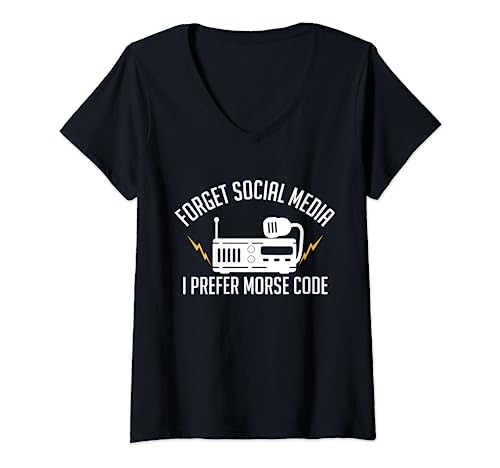 Damen Forget Social Media I Prefer Morse Code Amateurfunk T-Shirt mit V-Ausschnitt von Amateurfunk Funkamateur Funk Design