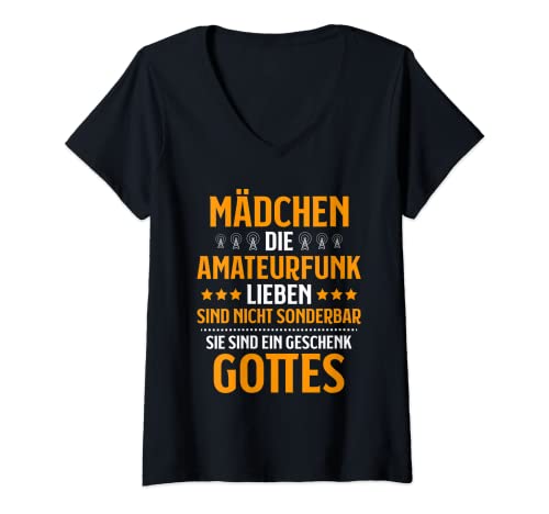 Damen Mädchen Die Amateurfunk Lieben Amateurfunker T-Shirt mit V-Ausschnitt von Amateurfunker Designs