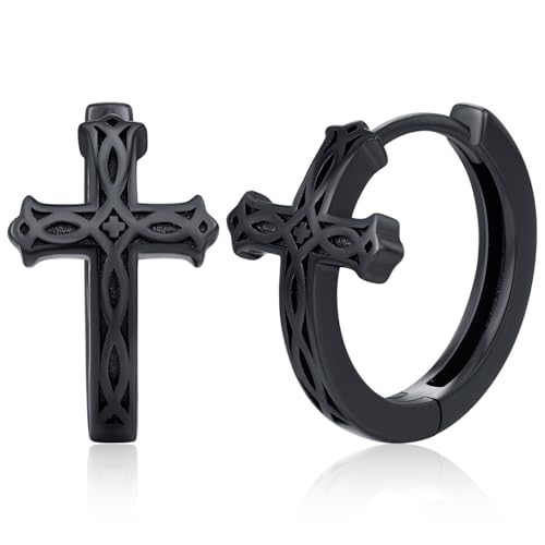 Kreuz Ohrringe 925 Sterling Silber Herren Ohrringe Creolen Kleine für Männer Kreis Kreuz Schmuck Weihnachts Geschenk für Damen Mädchen von Amavive