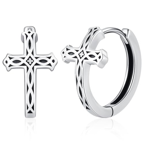 Kreuz Ohrringe 925 Sterling Silber Herren Ohrringe Creolen Kleine für Männer Kreis Kreuz Schmuck Weihnachts Geschenk für Damen Mädchen Kreuz Ohrringe 925 Sterling Silber Herren Ohrringe Creolen Kleine für Männer Kreis Kreuz Schmuck Weihnachts Geschenk für Damen Mädchen von Amavive