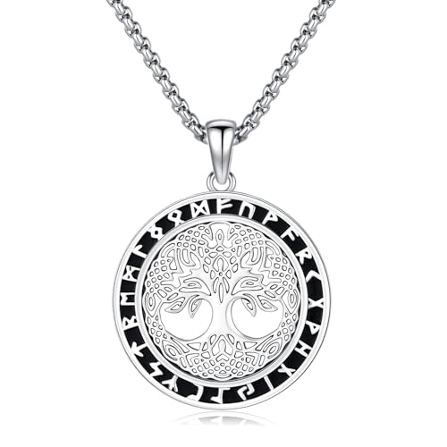 Wikinger Kette Herren Runen Anhänger 925 Sterling Silber Lebensbaum/Wolf/Thors Hammer Amulett Nordische Viking Schmuck Wikinger Geschenke Weihnachts für Männer Damen Wikinger Kette Herren Runen Anhänger 925 Sterling Silber Lebensbaum/Wolf/Thors Hammer Amulett Nordische Viking Schmuck Wikinger Geschenke Weihnachts für Männer Damen von Amavive