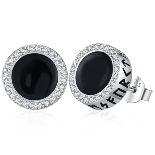 Wikinger Ohrringe Herren, 925 Sterling Silber Ohrstecker Männer Nordische Viking Rune Ohrringe Runen Schmuck Weihnachts für Damen Jungs (E) von Amavive