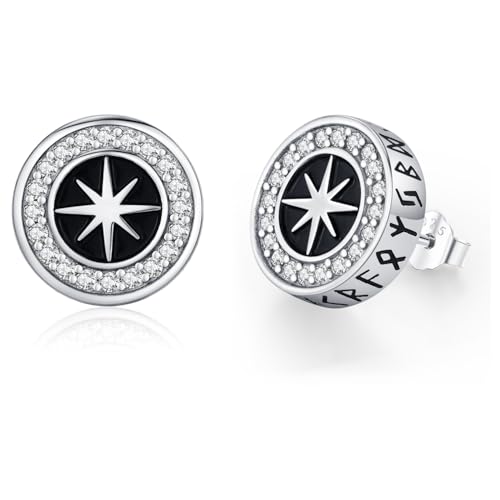 Wikinger Ohrringe Herren, 925 Sterling Silber Ohrstecker Männer Nordische Viking Rune Ohrringe Runen Schmuck Weihnachts für Damen Jungs Wikinger Ohrringe Herren, 925 Sterling Silber Ohrstecker Männer Nordische Viking Rune Ohrringe Runen Schmuck Weihnachts für Damen Jungs von Amavive