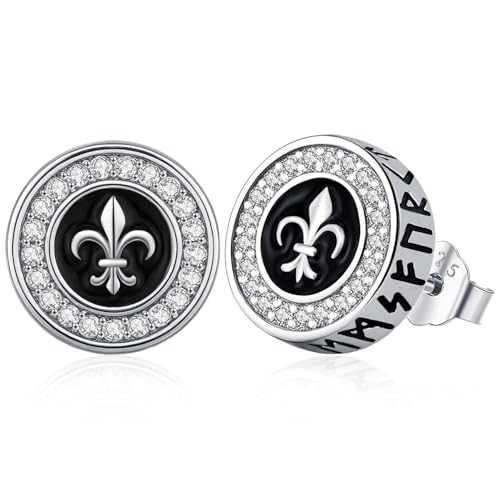 Wikinger Ohrringe Herren, 925 Sterling Silber Ohrstecker Männer Nordische Viking Rune Ohrringe Runen Schmuck Weihnachts für Damen Jungs von Amavive