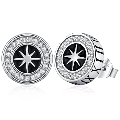 Wikinger Ohrringe Herren, 925 Sterling Silber Ohrstecker Männer Nordische Viking Rune Ohrringe Runen Schmuck Weihnachts für Damen Jungs von Amavive