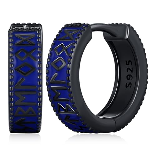 Wikinger Ohrringe für Herren, 925 Sterling Silber Nordische Rune Wikinger Ohrringe Viking Punk Ohrschmuck Schmuck Geschenke für Damen (B) von Amavive