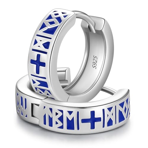 Wikinger Ohrringe für Herren, 925 Sterling Silber Nordische Rune Wikinger Ohrringe Viking Punk Ohrschmuck Schmuck Geschenke für Damen (E) von Amavive