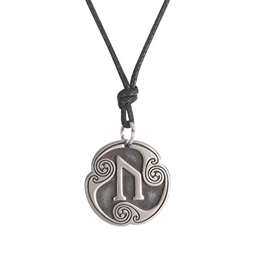 Amaxer 24 Runen Talisman Wikinger Schmuck Asatru Halskette heidnische Wicca Anhänger nordische Runen Vintage nordische Amulett verstellbare Seil Kette Halskette für Männer Frauen, M, Metall, Uruz von Amaxer