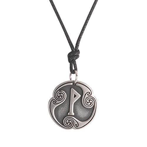 Amaxer 24 Runen Talisman Wikinger Schmuck Asatru-Halskette heidnischer Wicca-Anhänger nordische Runen Vintage nordisches Amulett verstellbare Seilkette Halskette für Männer Frauen, M, Metall von Amaxer