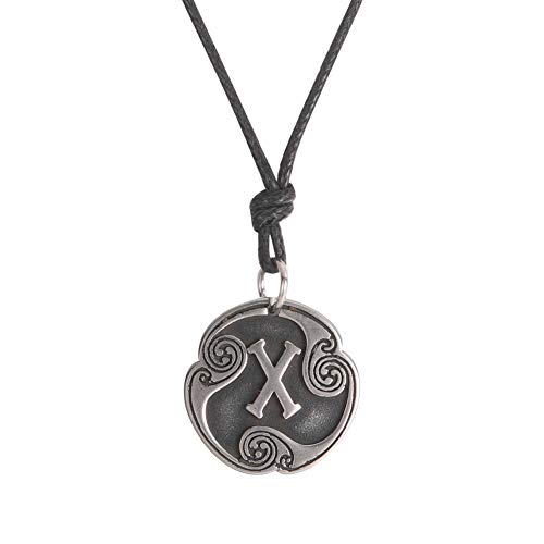 Amaxer 24 Runen Talisman Wikinger Schmuck Asatru Halskette heidnische Wicca Anhänger nordische Runen Vintage nordische Amulett verstellbare Seil Kette Halskette für Männer Frauen, M, Metall von Amaxer