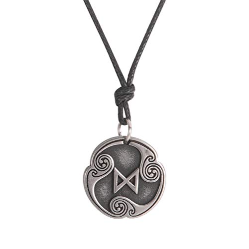 Amaxer 24 Runen Talisman Wikinger Schmuck Asatru Halskette heidnische Wicca Anhänger nordische Runen Vintage nordische Amulett verstellbare Seil Kette Halskette für Männer Frauen, M, Metall, Dagaz von Amaxer