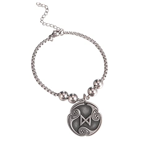 Amaxer 24 Runen Talisman Wikinger Schmuck Asatru heidnisch Wicca Anhänger nordische Runen Vintage nordisches Amulett Perlen Box Kette Armband für Damen Herren, 20 cm, Edelstahl von Amaxer