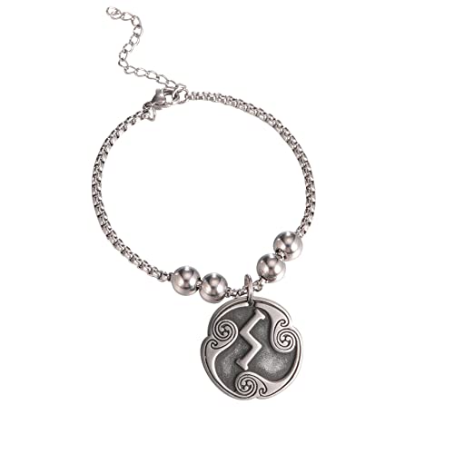 Amaxer 24 Runen Talisman Wikinger Schmuck Asatru heidnischer Wicca-Anhänger nordische Runen Vintage nordisches Amulett Perlen Box Kette Armband für Damen Herren, 20 cm, Edelstahl Amaxer 24 Runen Talisman Wikinger Schmuck Asatru heidnischer Wicca-Anhänger nordische Runen Vintage nordisches Amulett Perlen Box Kette Armband für Damen Herren, 20 cm, Edelstahl von Amaxer