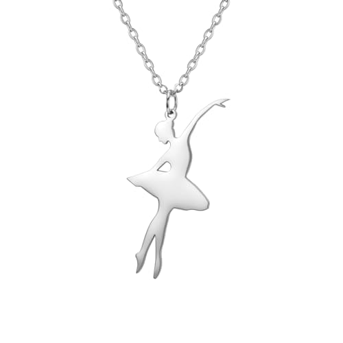 Amaxer Ballerina Halskette für Mädchen Gymnastik Ballett Ballerina Tanztänzerin Edelstahl Schmuck Geschenke Anhänger Halskette für Turnerin Frauen (Stil 7) Amaxer Ballerina Halskette für Mädchen Gymnastik Ballett Ballerina Tanztänzerin Edelstahl Schmuck Geschenke Anhänger Halskette für Turnerin Frauen (Stil 7) von Amaxer